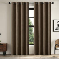 Cortinas De Blackout Total En Color Sólido Imitación Lino Para Decoración De Sala De Estar Y Dormitorio 1 Panel Moderno - details 7