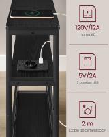 Mesa Auxiliar Estrecha con enchufe integrado, 3 Estantes y Revistero, Ideal para Espacios Pequeños en Salón, Dormitorio, Estudio - details 18