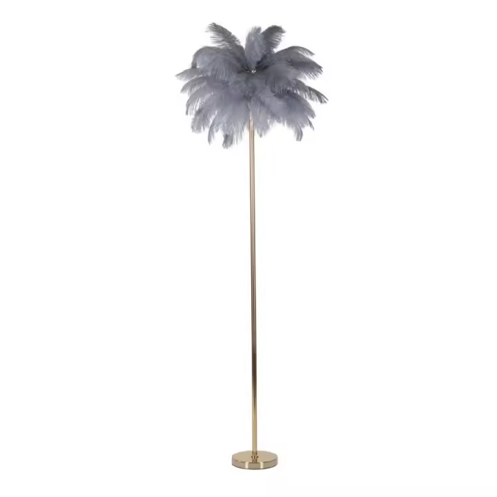 Lámpara de Pie Plumas 8, Metal, Gris, 55x55x160 cm - 1