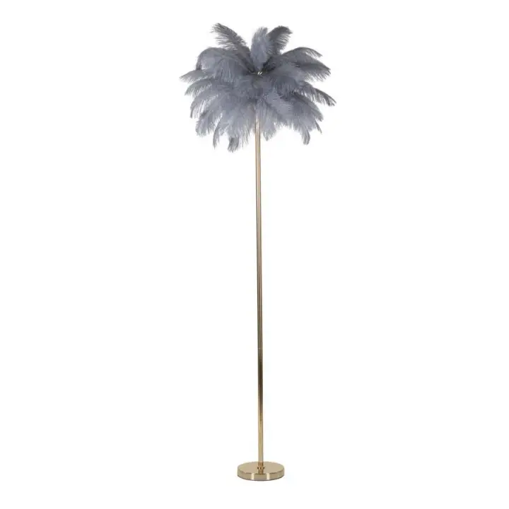 Lámpara de Pie Plumas 8, Metal, Gris, 55x55x160 cm - 1