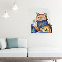 Rompecabezas 3D Personalizado Feliz Gato Regalo Educativo Para Niños Y Adultos Juego De Tablero De Madera Unisex - details 3