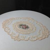 Mantelito De Lámina Ovalada Con Bordado De Encaje Europeo Para Dormitorio Estudio Cocina Tapete Para Taza Comida Fruta Decoración - details 1