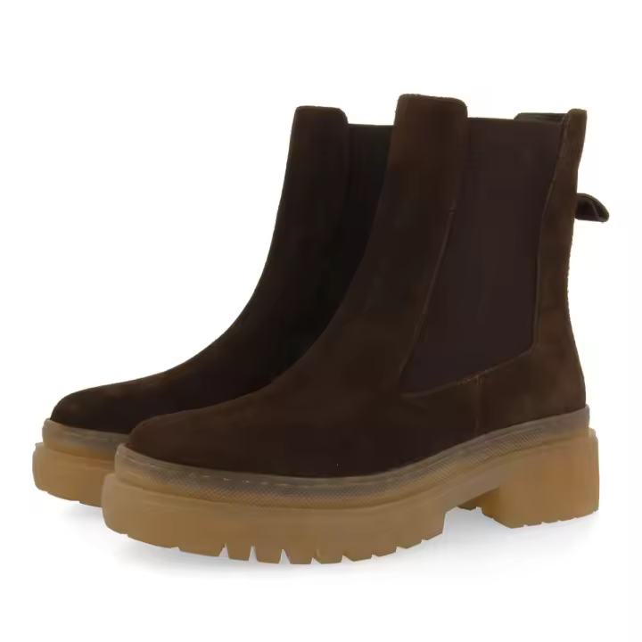 Gioseppo Botín Marrón Oscuro Tipo Chelsea con Elásticos en Serraje y Piso Track Off-white para Mujer - 1