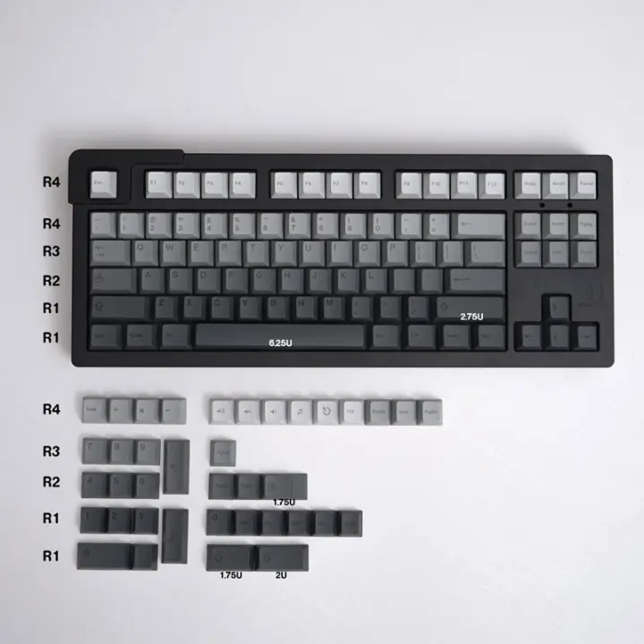 Keycaps Gris Gradiente PBT Material Dye Sublimation 125 Teclas Perfil Cherry Para Teclado Mecánico Accesorios De Teclado - 1