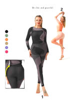 Conjunto de Yoga Deportivo de 2 Piezas sin Costuras para Mujer - Pantalones Largos de Cintura Alta para levantar la cadera, camiseta manga larga Deportivo - Ropa de Entrenamiento - primavera y otoño - Q9123 - details 0