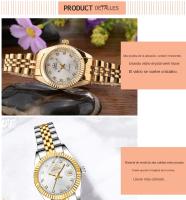 Reloj De Pulsera De Lujo Para Mujer CHENXI En Acero Inoxidable Dorado Con Dial Pequeño Y Superficie De Concha Rosa Moda De Vestir Resistente Al Agua Con Manecillas Luminosas Y Cierre De Pulsera - details 4