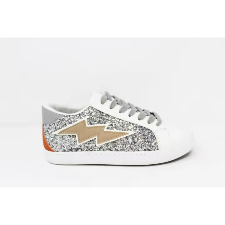 Zapatillas Glitter Doradas con Rayo "Glam Lightning" NIKO AMORE – Diseño Rayo en el Lateral y Suela Blanca - 1