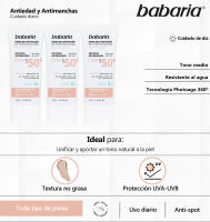 Babaria Pack 3x Multiprotección Facial SPF50 Color: Crema Solar Facial Antiedad y Antimanchas con Textura Ligera para una Protección Completa - details 0