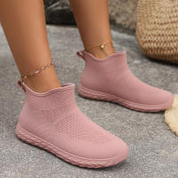 Zapatos De Agua Para Mujer En Color Sólido PVC Cuatro Estaciones Botas De Lluvia Casuales Planas Bajo Cabeza Redonda Para Exterior - details 1
