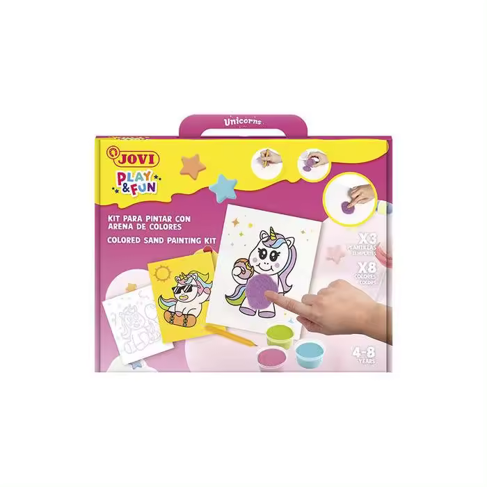 JOVI KIT JOVI PINTA CON ARENA DE COLORES UNICORNIOS PLAY&FUN 28x21x5 Cms. - 1