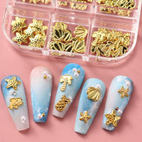 6Grillas De Lujo Para Uñas Con Encantos De Océano Con Delfín Y Estrella De Mar Diseño De Hawaii Figuras De Metal Dorado Accesorios De Arte De Manicura - details 3