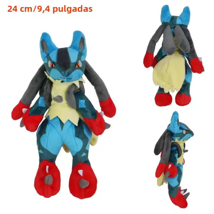 Muñeco De Peluche Lucario Riolu Color Amarillo Brillante Muñeco Suave De Evolución Mega Lucario Regalos Para Halloween Y Navidad Para Niños Y Adultos - 1