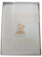 Juego de Sábanas de Cuna Coralina Baby Pecas - Diseño de Ositos y Estrellas, Coralina Extrasuave 100% Poliéster, Fabricado en Europa Mommata - details 4