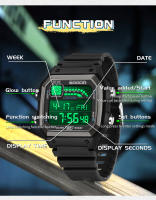 Reloj Deportivo Exterior SANDA Para Hombres Multifuncional Alarm Clock Cronógrafo Impermeable LED Digital Con Tiempo Doble - details 9