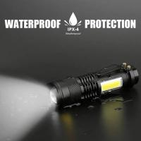 Lámpara De Mano Táctica LED Alta Potencia Recargable Con Zoom Fuerte Impermeable Torcha Exterior De Aluminio COB Luz Lateral 3 Modos - details 2