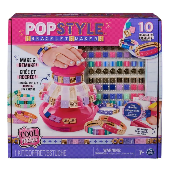 SPIN MASTER - COOL MAKER - POPSTYLE BRACELET MAKER - Kit para Hacer Pulseras de la Amistad - 1 Máquina con Almacenamiento, 170 Cuentas y 22 Gomas Elásticas Reutilizables - 6067289 - Juguetes Niñas +8 años - 1