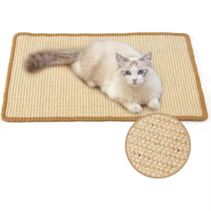 Alfombrilla rascador para Gatos, Cuerda de sisal Natural para Gatos, Alfombrilla para rascar el Suelo 60 x 40 cm Color Crema - 1