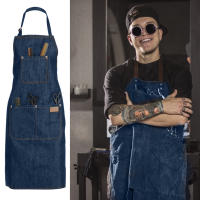 Delantal De Denim Para Cocina Resistente Al Aceite Con Bolsillos Para Herramientas Para Hombres Y Mujeres Adultos Estilo De Café - details 7