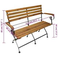 vidaXL Banco de jardín plegable madera maciza de acacia 112 cm - details 5