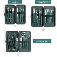 Juego De Tijeras Y Cortauñas De Acero Inoxidable Verde 7/13/24 Pcs Herramienta De Manicura Y Pedicura Portátil Set De Clipper Para Dedos Y Tobillos - details 4