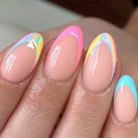 Juego De 24 Piezas De Uñas Postizas De Acrílico Con Diseño De Bocanada Y Puntos En Blanco Florido Uñas Postizas Francesas Para Baile De Ballet Longitud Media - details 18