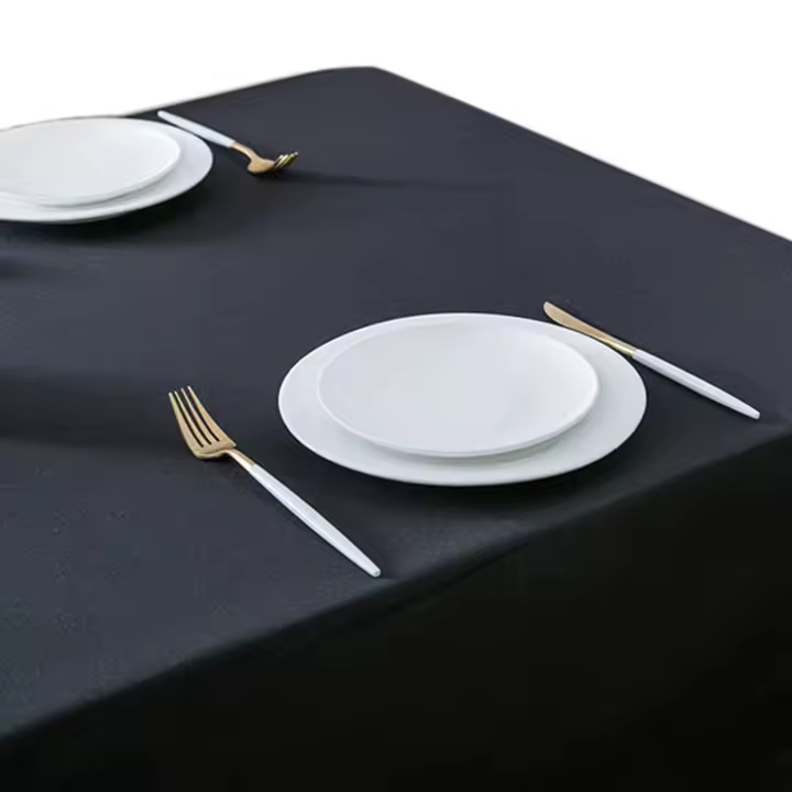 Mantel De Poliéster Grueso En Color Sólido Negro Para Fiesta Y Picnic Mantel Plano Para Uso En El Hogar Y Exteriores - 1