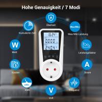 Medidor de Potencia de enchufe, medidor de Electricidad de Doble Tarifa, medidor de consumo de Energía con retroiluminación LCD, Protección Contra sobreconga y bloqueo para niños, 16 A/3680 W (2 piezas) - details 2
