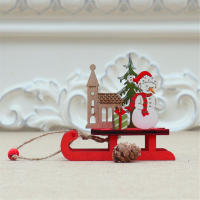 Modelo Pequeño De Adorno Navideño DIY De Madera Colores Sledo Decoración Con Ciervo Anciano Tirando De Un Carro Regalos Pequeños - details 5