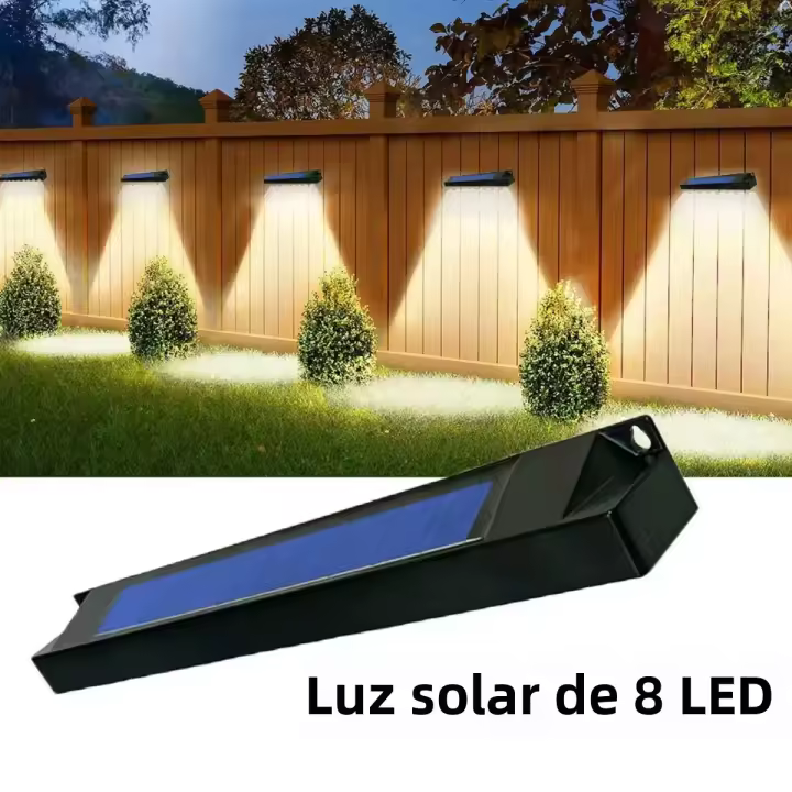 Luz De Valla Solar 4/8LED Impermeable Para Exterior Jardín Camino Terasse Luz Caliente Blanca Instalación Auto-Contenida - 1