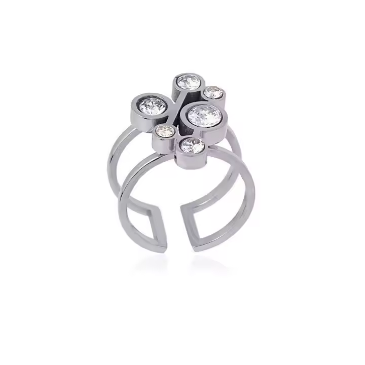 Anillo ajustable de diseño geométrico con circonitas AAN565PL ANARTXY Raíz Joyas de acero Anillos Joyería MUJER ANILLOS Anillos Bijoux para mujer Anillos Mujer inicio ANARTXY ANARTXY ANILLOS Anillos de Acero Mujer - 1
