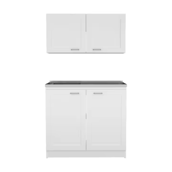 TUHOME Set de Cocina Zurich, con Mueble Inferior y Superior, Blanco Madera manufacturada  Cocina-Almacenamiento - 1