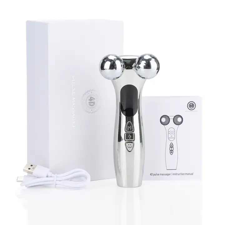MOV Rodillo facial, instrumento de belleza inteligente EMS, 12 modos, 9 velocidades, pulso 4D, instrumento de adeazamiento facial, masajeador facial en V - 1