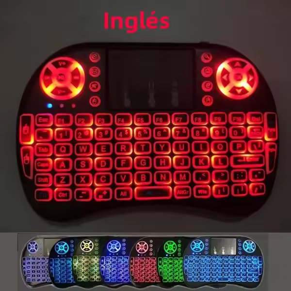 Teclado Inalámbrico Mini Con Ratón Air Mouse 2.4G Backlit Para Android TV Box PC I8 Soporte Para Inglés Ruso Francés Español Portugués Árabe - 1