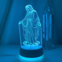 Lámpara De Noche 3D Ilusión De Jesús Cambio De 7 Colores Control Remoto LED Decorativa Cristiana Luz De Oración De Mesa - details 17