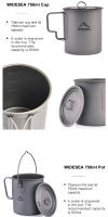 Taza De Camping Widesea De Titanio Para Viajes Y Picnics Utensilios De Mesa Para Exterior Sin Plegable Capacidad De 0.6L - details 9