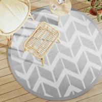 vidaXL Alfombra de exterior ARAKIL gris Ø160 cm PP en color Negro y gris/Marrón/Blanco y gris y más - details 2