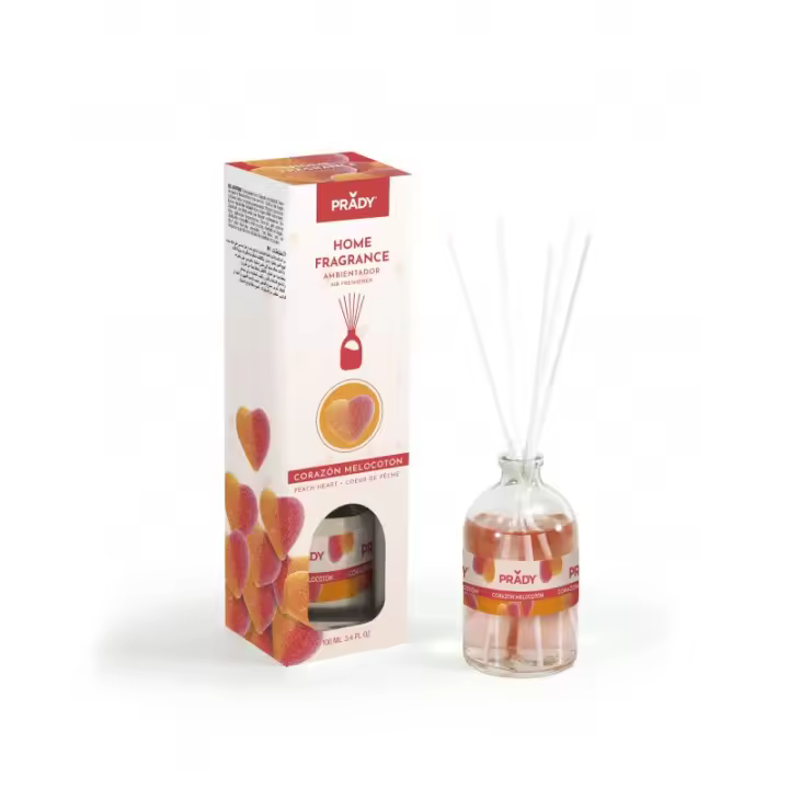 Mikado Ambientador Prady 100ml – CORAZON DE MELOCOTON | Aroma Duradero para el Hogar - 1