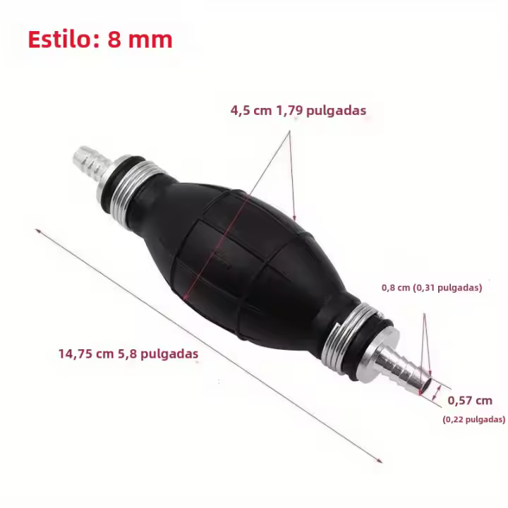 Bomba De Combustible Manual 8mm Tubo De Accionamiento De Goma Y Aluminio Para Automóviles Y Barcos Diesel Y Gasolina - 1
