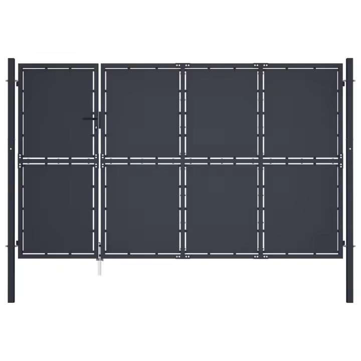 vidaXL Puerta de jardín de acero gris antracita 350x150 cm - 1