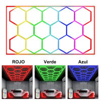 Lalumia  Lámpara 14pcw  Hexagonals LED para Garaje/Gimnasio - Panel Techo Modular con Luz RGB + Blanco, Diseño Honeycomb   Luces LED para Estación de Lavado de Autos - details 0