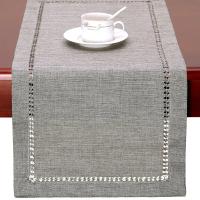 Mantel Rectangular Hecho a Mano Hemstitch Gris Para Mesa De Comedor O Armario 32x183CM Decoración Familiar Para Cocina - details 1