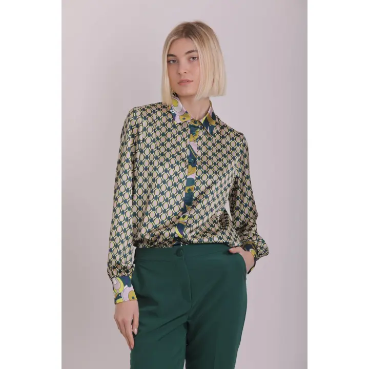 Camisa geométrica Mimi-MUA+Firenze detalles cuello y solapa botones - 1