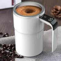 Taza de Café Inteligente y Sin Esfuerzo con Alimentación USB, Agitación Magnética y Pantalla de Temperatura - Percolador Eléctrico de Acero Inoxidable de 12.85oz para Leche, Chocolate, Mocha - Ideal para Viajar, Regalo Perfecto de Navidad - details 1