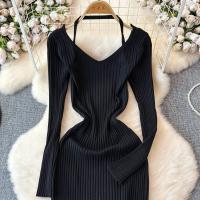 Vestido Largo De Mujer Con Cuello En V Y Manga Larga Blanco Elegante Con Cierre De Lazos Estilo Callejero Alta Moda Para Otoño Y Playa - details 32
