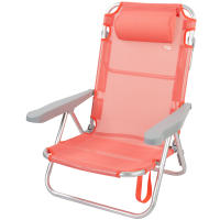 Aktive - Silla de playa plegable, multiposición, aluminio y textileno, asiento bajo, incluye cojín acolchado, asa de transporte, silla reclinable de playa, respaldo reclinable - details 2