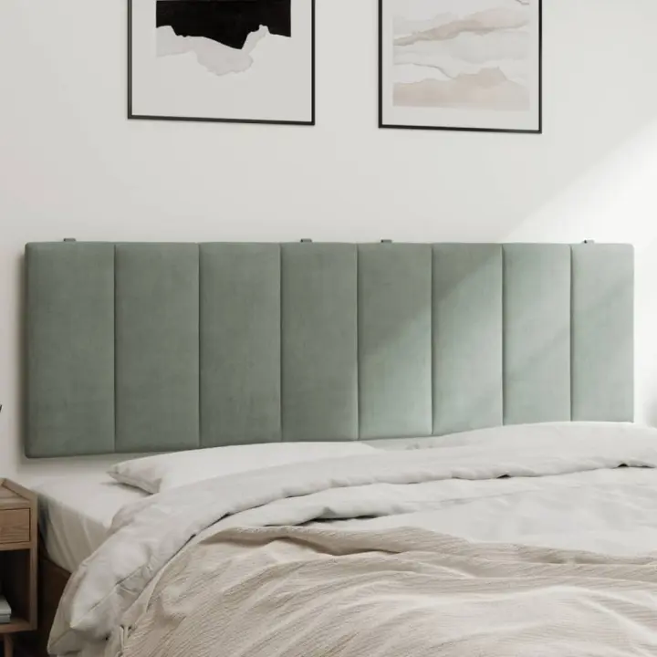 Cabecero de cama acolchado terciopelo gris claro 160 cm - 1