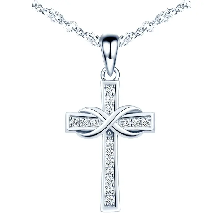 Colgante de collar de Mujer, Collar de Plata esterlina 925, Símbolo de Infinito de Cruz with Colgante de collar, with incrustaciones de zirconia - 1