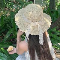 Sombrero de paja de Verano para Mujer, Con Protección solar, de Ala Ancha, plegable, para viaje, Con Lasso de juguete y FPS 50 + - details 3