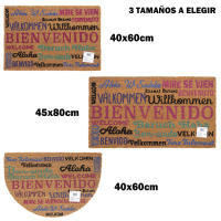 CM - Felpudo de Coco Natural con Base Antideslizante, Absorbente para la entrada de casa, Ideal para Puerta Exterior o Pasillo. Bienvenido en varios idiomas. 3 tamaños disponibles - details 0