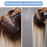Extensiones De Cabello Humano 100% Remy Ash Gris Marrón 12 Pulgadas Recto Con Base De Encaje Para Mujeres Piezas De Cabello - details 2